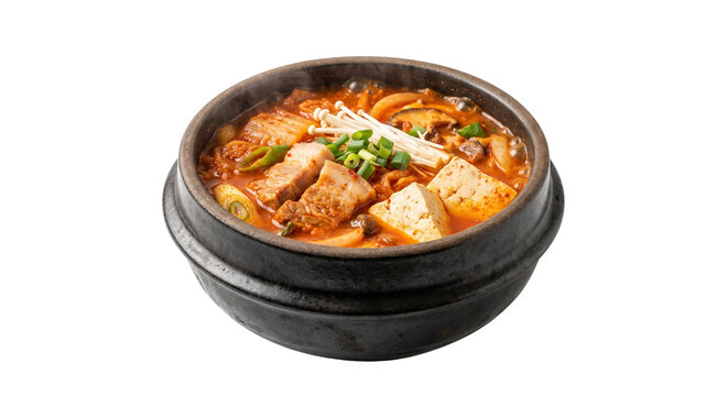 Korean kimchi jjigae stew with tofu and pork
