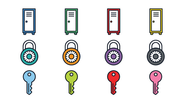 Collection of colorful keys with keychains in various colors