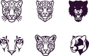 Obraz premium Collection of six different animal head illustrations in various styles and designs