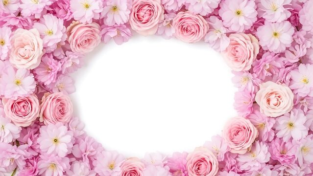 Pink Rose and Cherry Blossom Frame