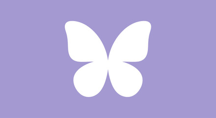 White butterfly graphic element on a light purple background, simple design concept © JM
