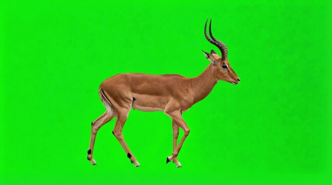 Video of one impala are walking on the green screen background