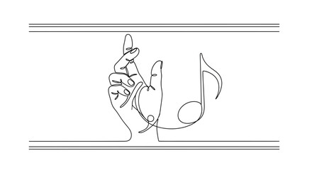 Fototapeta premium Minimalist Hand and Musical Note Line Art - Music Creation Concept