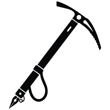 Ice axe climbing tool for mountaineering sport vector silhouette illustration line art.