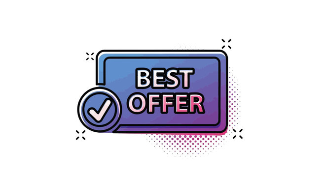 Best Offer Label with Checkmark - Special Deal, Discount, Sale, Promotion, Marketing