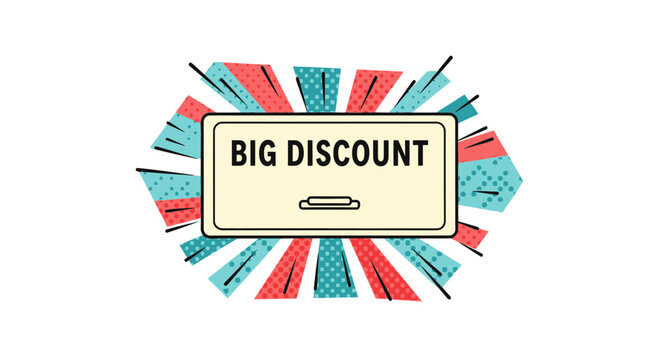 Big Discount Sale Graphic with Bursting Rays and Polka Dots