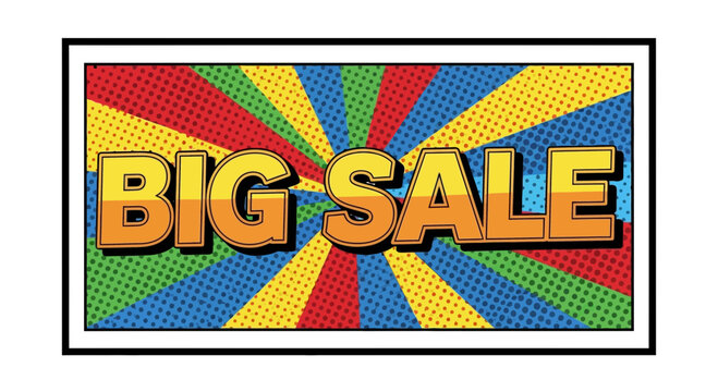 Big Sale Comic Book Style Burst Background with Halftone Dots