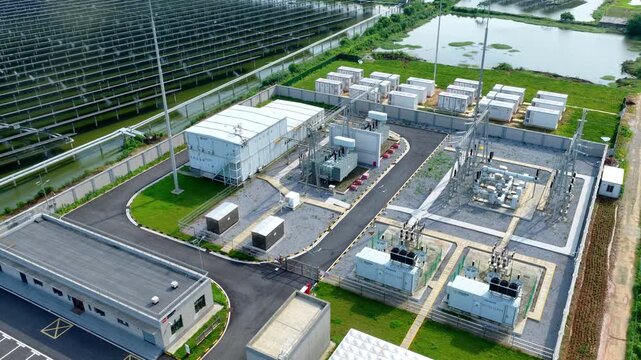 Aerial View of Large-scale Solar PV Energy Storage Power Station