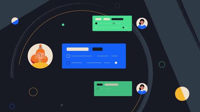 Abstract Digital Interface User Profiles and Message Bubbles Tech Concept Animation