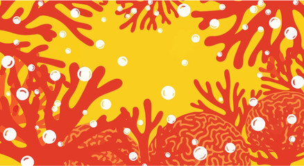 Vibrant coral reef with bubbles, underwater scene, graphic illustration © johanes