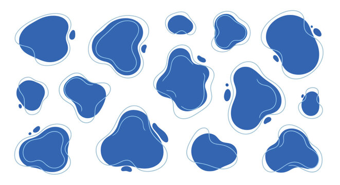 Abstract Blue Organic Shapes Blob Elements Collection.