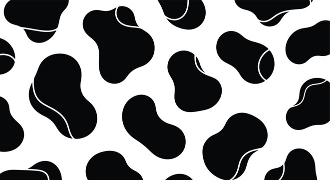 Black and White Abstract Organic Shapes Pattern.