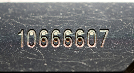 Fototapeta premium Close-up of Number Sequence on Dark Surface, Grunge Texture