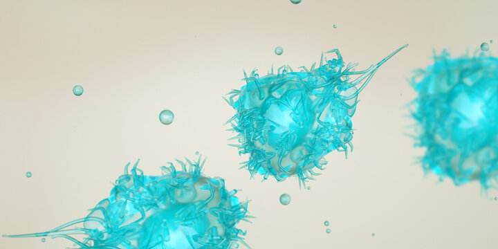 Killer T-cell or B-cell concept. White blood cells. Natural killer cell. Medical and science concept background. Photo stock