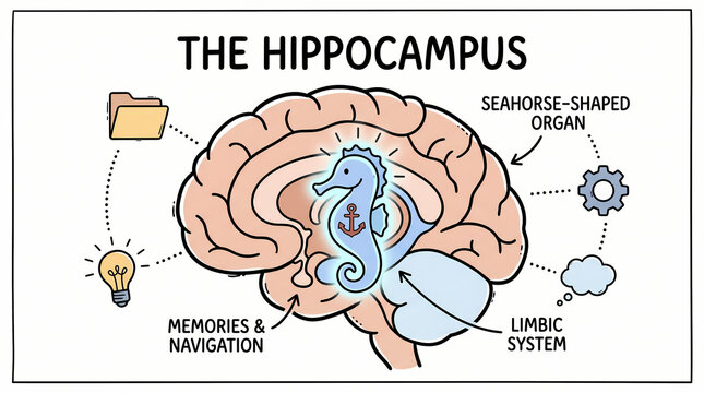 Educational Diagram Illustrating The Human Brain Hippocampus Function