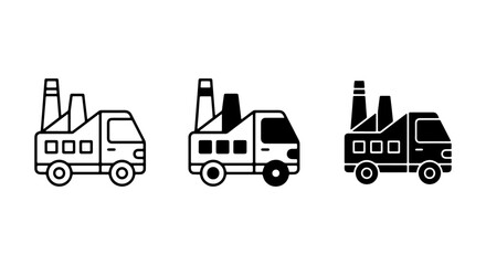 Industrial Truck Icons, Factory Vehicle Graphics, Manufacturing Transport Symbols, Set of 3 Outline and Solid Styles © Akash
