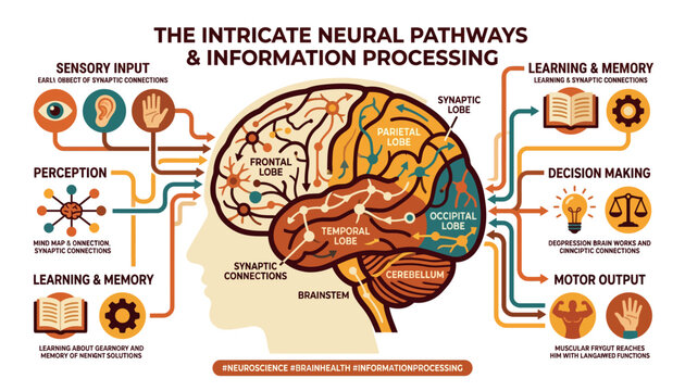 Brain Neural Pathways Information Processing.