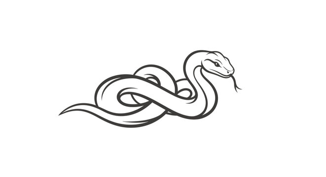 Intertwined Serpents: A Minimalist Black and White Reptile Illustration.