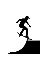 Naklejka premium Skateboarder performing a trick on a ramp silhouette
