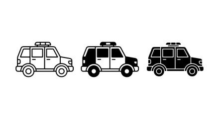 Police SUV Icons, Law Enforcement Vehicle Graphics, Patrol Car Vector Set, Emergency Service Transportation © Nabil