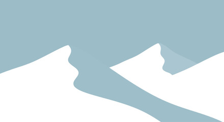 Minimalist winter landscape with snow-covered dunes and clear blue sky, flat vector illustration © mazayaaba