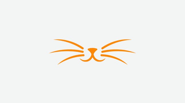 Minimalist orange cat whiskers and nose graphic illustration on white background