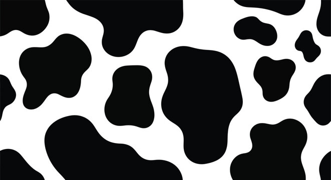Black and White Cow Pattern Seamless Texture Background.
