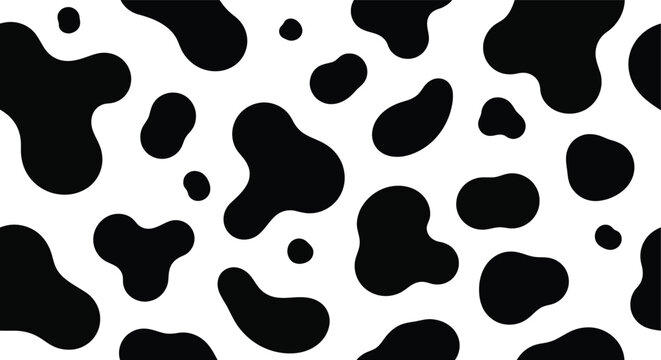 Black and white cow print pattern seamless background.