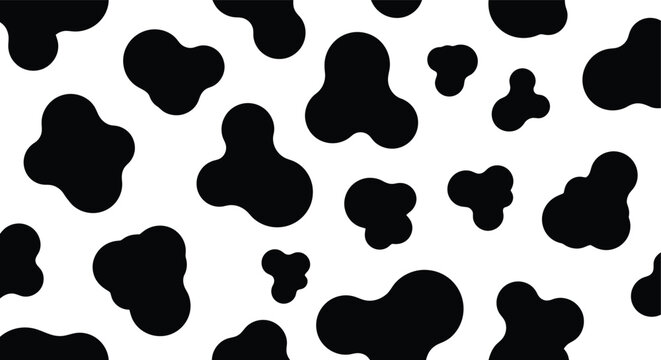 Black and white cow print pattern seamless background.