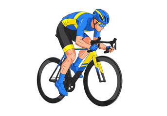 Fototapeta premium Professional cyclist riding a racing bicycle in a dynamic aerodynamic position.