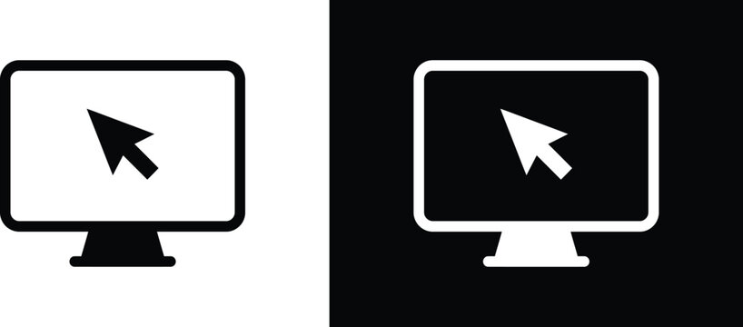 Computer monitor icons with mouse cursor on screen