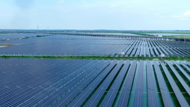 Aerial View of Fishing-Solar Complementary Photovoltaic Power Station