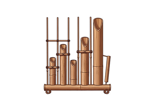 An illustration of a traditional Indonesian bamboo musical instrument known as an angklung.