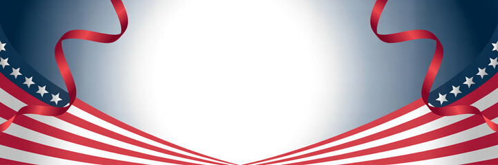 Fototapeta premium Patriotic American Flag Ribbons and Stars Background for Independence Day Celebrations