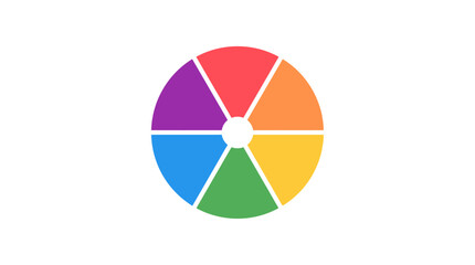 Fototapeta premium Vibrant multi-colored segmented circle icon representing diversity and progress, a versatile visual element for data visualization, loading indicators, or a playful graphic design concept