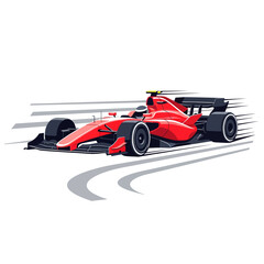 Obraz premium Red Formula Racing Car Vector Illustration on White