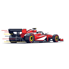 Obraz premium Red Racing Car Illustration, Formula One with Speed Lines