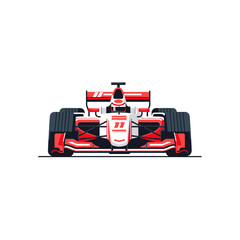 Obraz premium Red Racing Car Illustration, Formula One Racecar Isolated on White