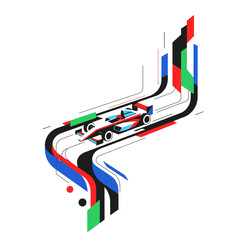 Obraz premium Isometric Formula One Race Car on Track - Simplified Design