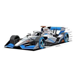 Obraz premium Modern Formula Racing Car Illustration, White Background