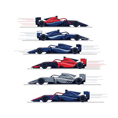 Obraz premium Pixelated Formula Racing Cars on White
