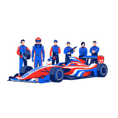 Obraz premium Race car and team in action - illustration