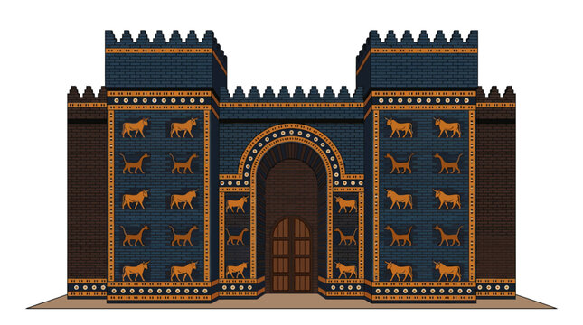Ishtar Gate Babylon Ancient Architecture Illustration