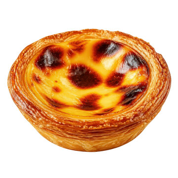 Portuguese Egg Tart Pastel de Nata Isolated on White Background