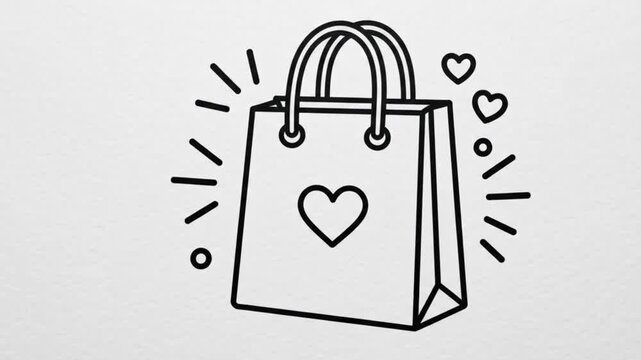 Simple line art illustration of a shopping bag