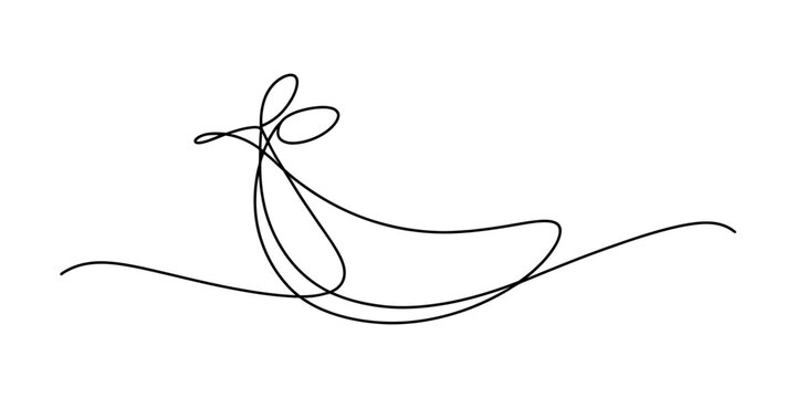 Abstract single line drawing of a person dancing gracefully with flowing lines and curves