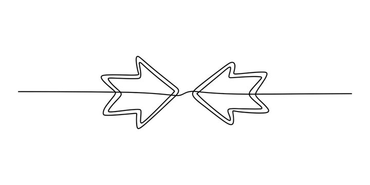 Continuous line drawing of a bow tie shape, simple black and white illustration