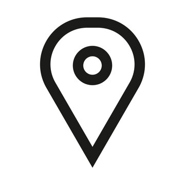Minimalist Location Pin Icon on White Background for Navigation