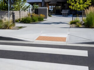 Obraz premium Curb Cut Sidewalk at a Public Facility Entrance 