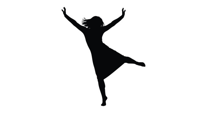 woman dancing silhouette on white background high quality